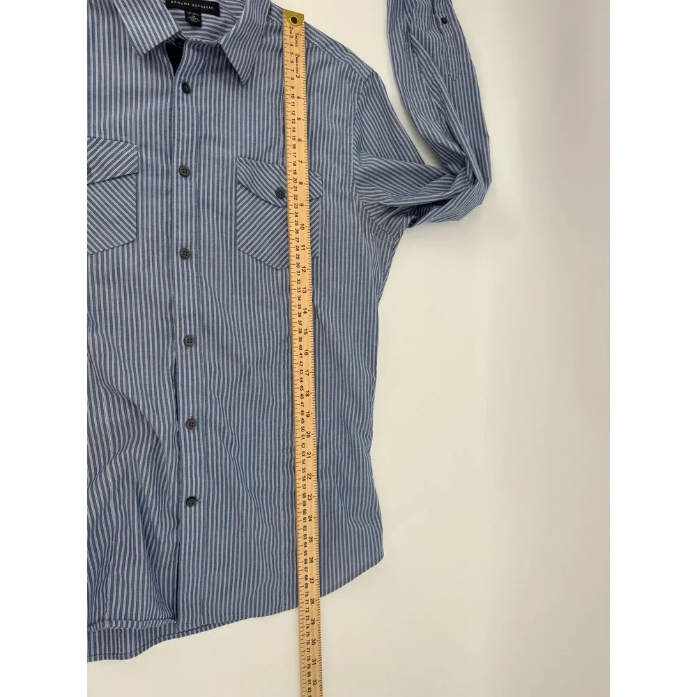 Banana Republic Mens Blue White Striped Long Sleeve Button Down Shirt Medium 15